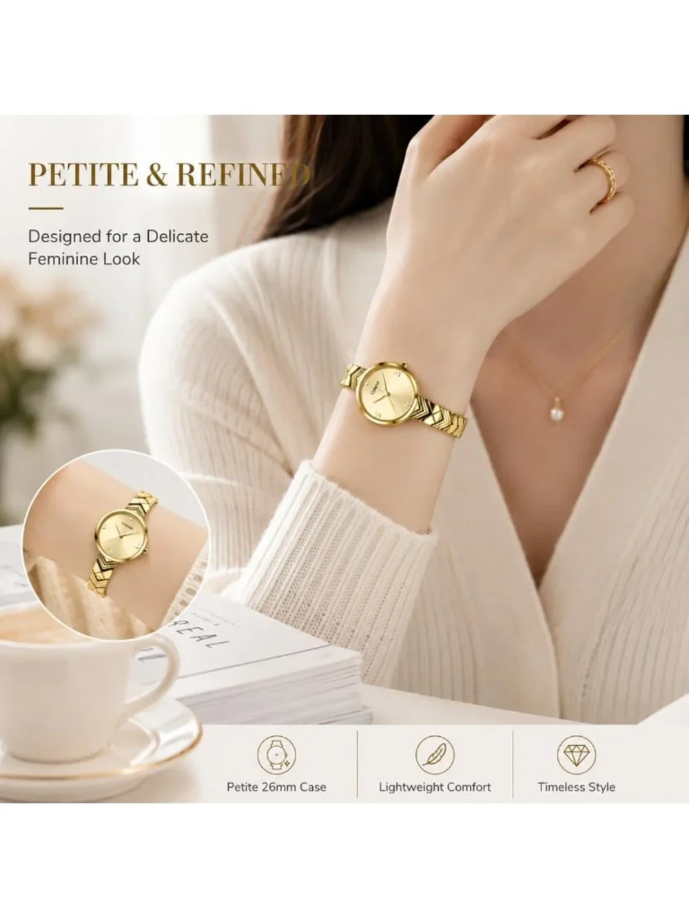 Elegant Vintage Gold Minimalist Watch | Luxury Quartz Ladies Dress Wrist Jewelry
